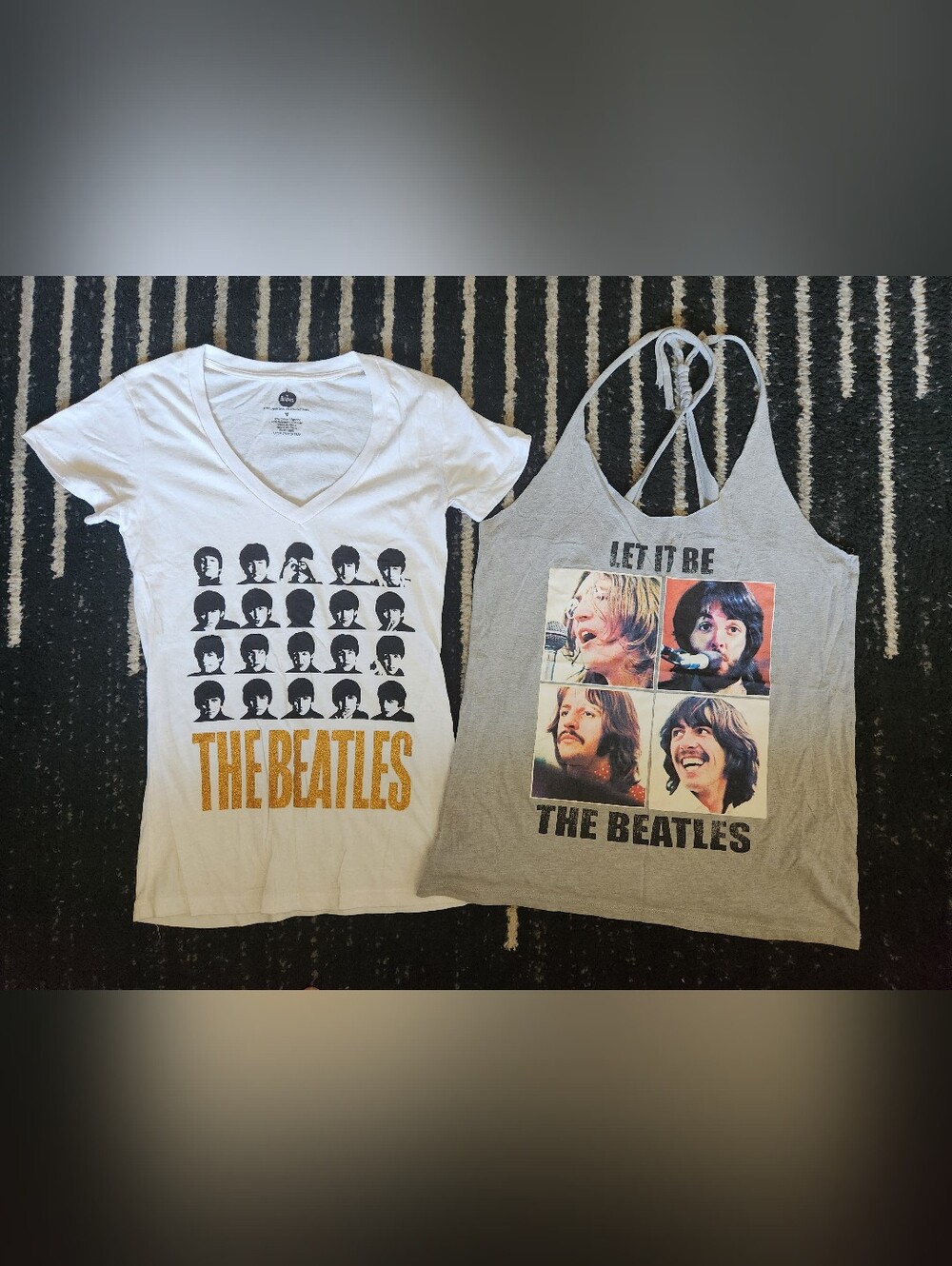 The Beatles Women's Graphic Tanks - White & Gray M